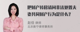 把财产转移请问非法处置夫妻共同财产行为是什么？