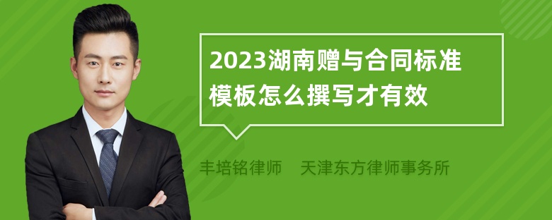 2023湖南赠与合同标准模板怎么撰写才有效