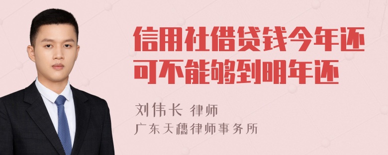 信用社借贷钱今年还可不能够到明年还