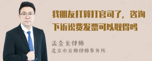 我朋友打算打官司了，咨询下诉讼费发票可以取得吗