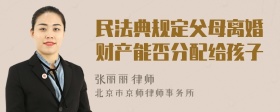 民法典规定父母离婚财产能否分配给孩子