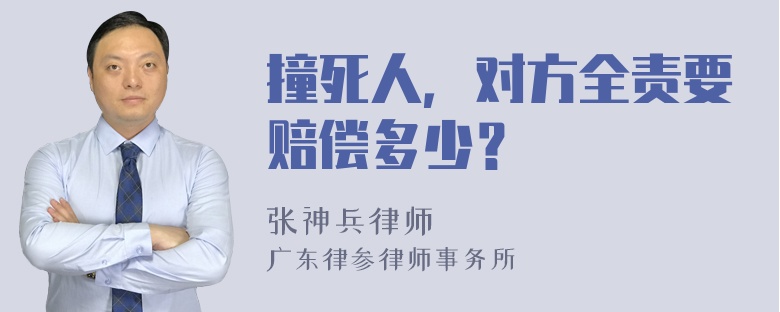 撞死人，对方全责要赔偿多少？