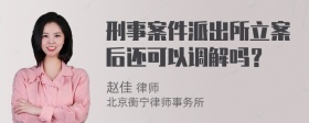 刑事案件派出所立案后还可以调解吗？