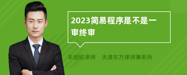 2023简易程序是不是一审终审