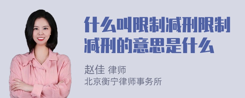 什么叫限制减刑限制减刑的意思是什么