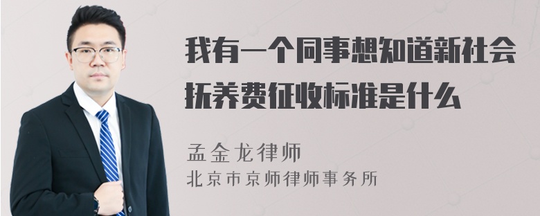 我有一个同事想知道新社会抚养费征收标准是什么