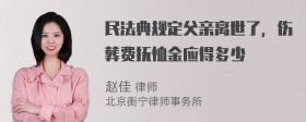 民法典规定父亲离世了，伤葬费抚恤金应得多少