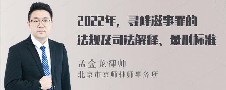 2022年，寻衅滋事罪的法规及司法解释、量刑标准