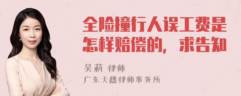 全险撞行人误工费是怎样赔偿的，求告知