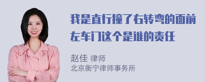 我是直行撞了右转弯的面前左车门这个是谁的责任