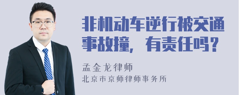 非机动车逆行被交通事故撞，有责任吗？