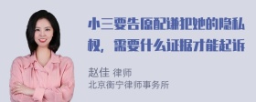 小三要告原配谦犯她的隐私权，需要什么证据才能起诉