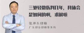 三处轻微伤判几年，具体会是如何的啊，求解啦