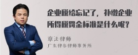 企业税给忘记了，补缴企业所得税罚金标准是什么呢？