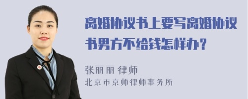 离婚协议书上要写离婚协议书男方不给钱怎样办？