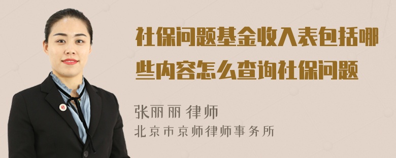 社保问题基金收入表包括哪些内容怎么查询社保问题