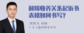 解除收养关系起诉书表格如何书写？