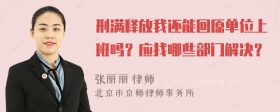 刑满释放我还能回原单位上班吗？应找哪些部门解决？