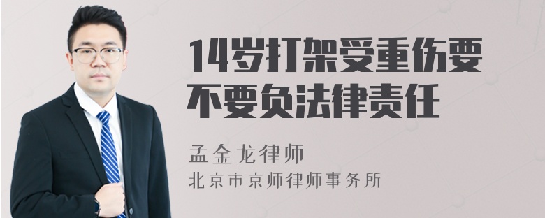 14岁打架受重伤要不要负法律责任