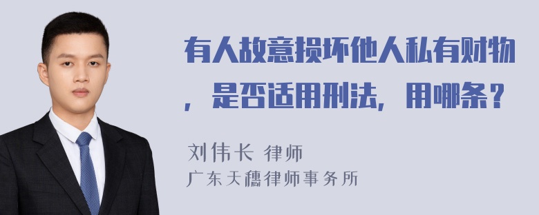 有人故意损坏他人私有财物，是否适用刑法，用哪条？