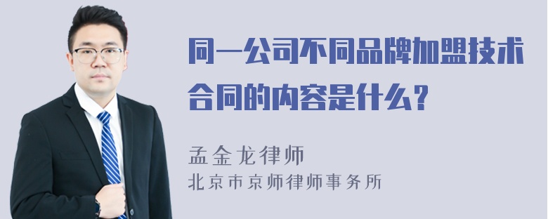 同一公司不同品牌加盟技术合同的内容是什么？