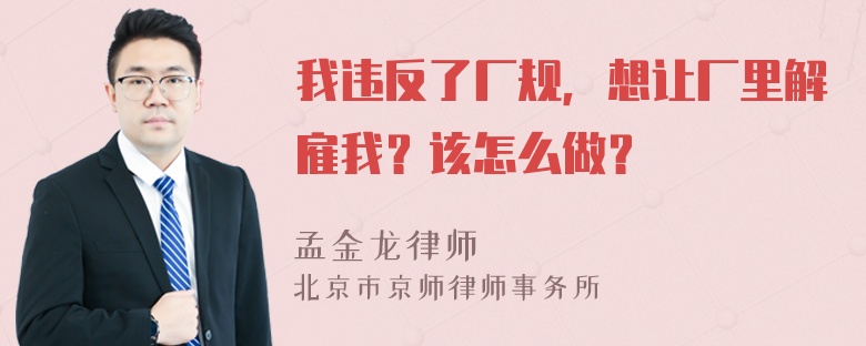 我违反了厂规，想让厂里解雇我？该怎么做？