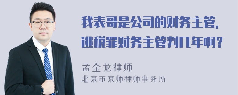 我表哥是公司的财务主管，逃税罪财务主管判几年啊？