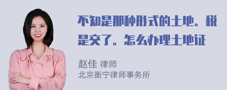 不知是那种形式的土地。税是交了。怎么办理土地证