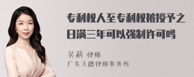 专利权人至专利权被授予之日满三年可以强制许可吗