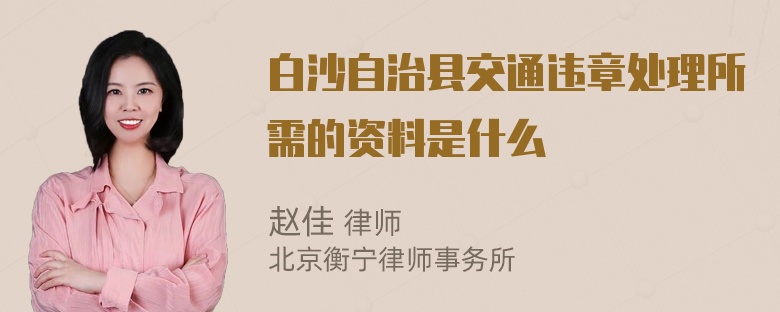 白沙自治县交通违章处理所需的资料是什么