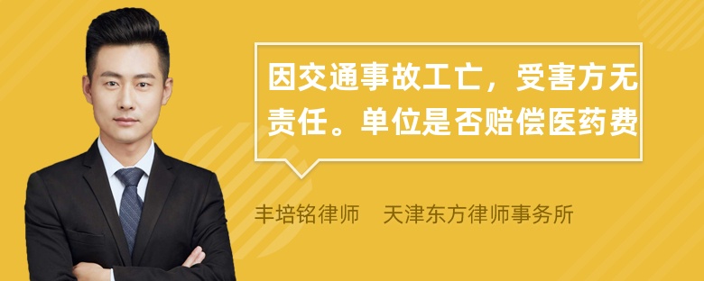 因交通事故工亡，受害方无责任。单位是否赔偿医药费