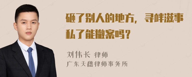 砸了别人的地方，寻衅滋事私了能撤案吗？