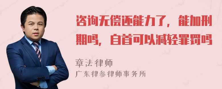 咨询无偿还能力了，能加刑期吗，自首可以减轻罪罚吗