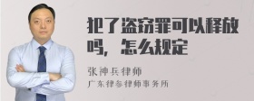 犯了盗窃罪可以释放吗，怎么规定