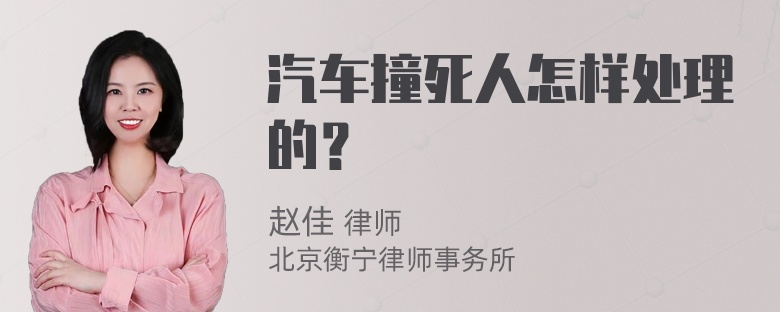 汽车撞死人怎样处理的？