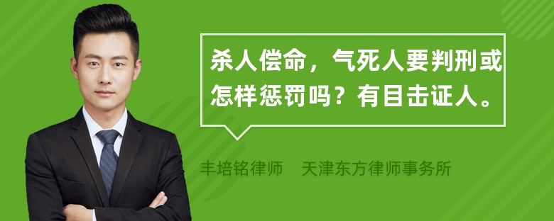 杀人偿命，气死人要判刑或怎样惩罚吗？有目击证人。