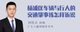 杨浦区车辆与行人的交通肇事该怎样诉讼