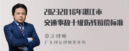 20232O16年湛江市交通事故十级伤残赔偿标准