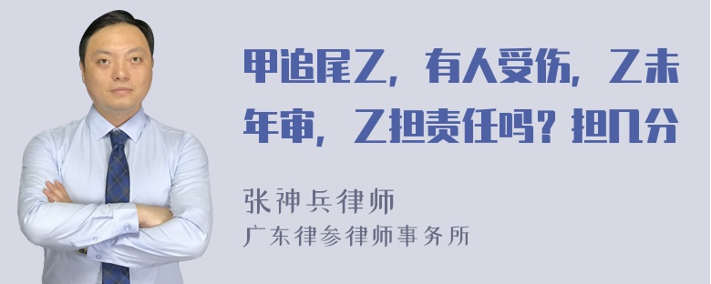 甲追尾乙，有人受伤，乙未年审，乙担责任吗？担几分