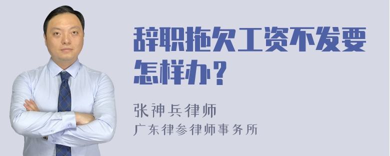 辞职拖欠工资不发要怎样办？