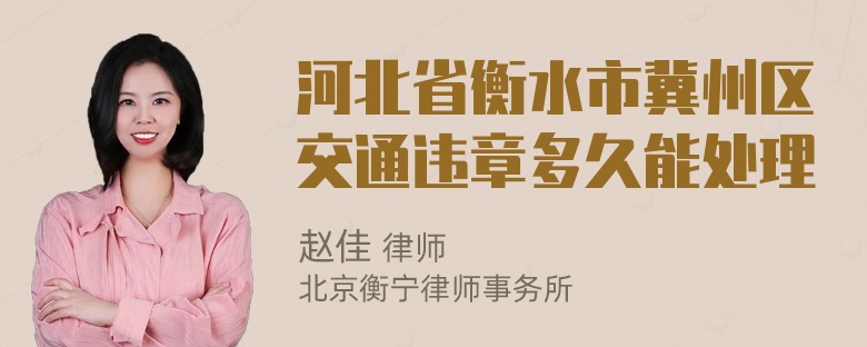 河北省衡水市冀州区交通违章多久能处理