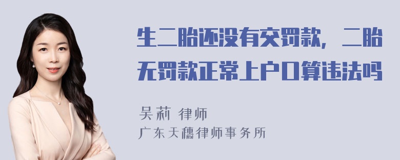 生二胎还没有交罚款，二胎无罚款正常上户口算违法吗