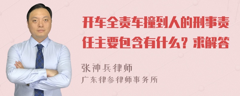 开车全责车撞到人的刑事责任主要包含有什么？求解答