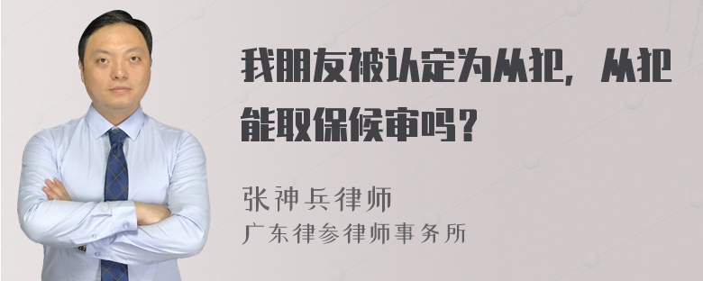 我朋友被认定为从犯，从犯能取保候审吗？