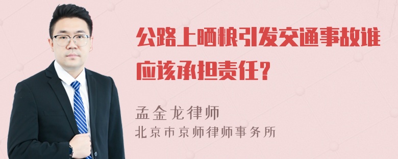 公路上晒粮引发交通事故谁应该承担责任？