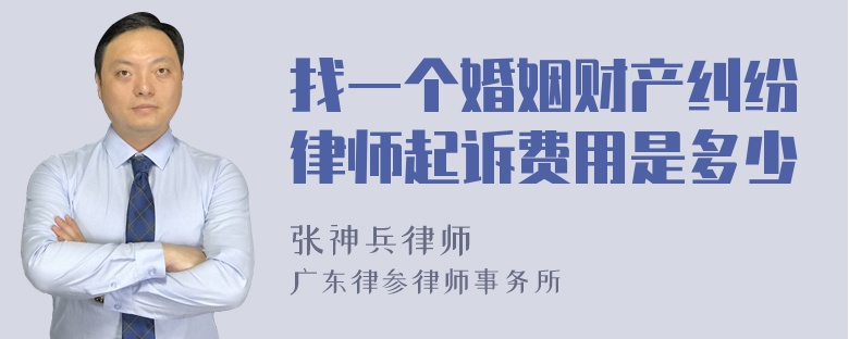 找一个婚姻财产纠纷律师起诉费用是多少