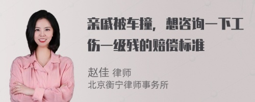 亲戚被车撞，想咨询一下工伤一级残的赔偿标准