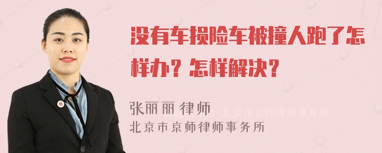 没有车损险车被撞人跑了怎样办？怎样解决？