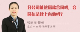 分公司能签借款合同吗，合同在法律上有效吗？