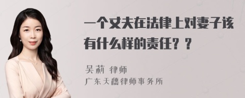 一个丈夫在法律上对妻子该有什么样的责任？？